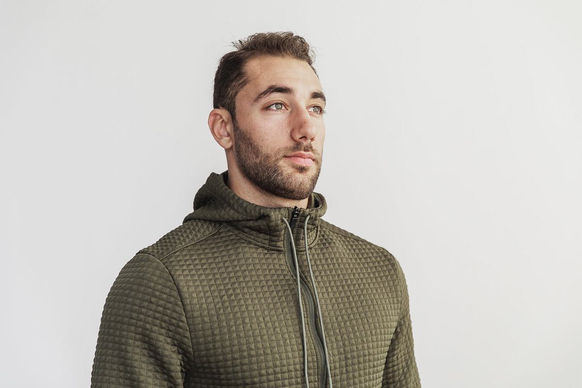 Nobull Quilted Zip-up Men's Jackets Green | Australia (WM7365)